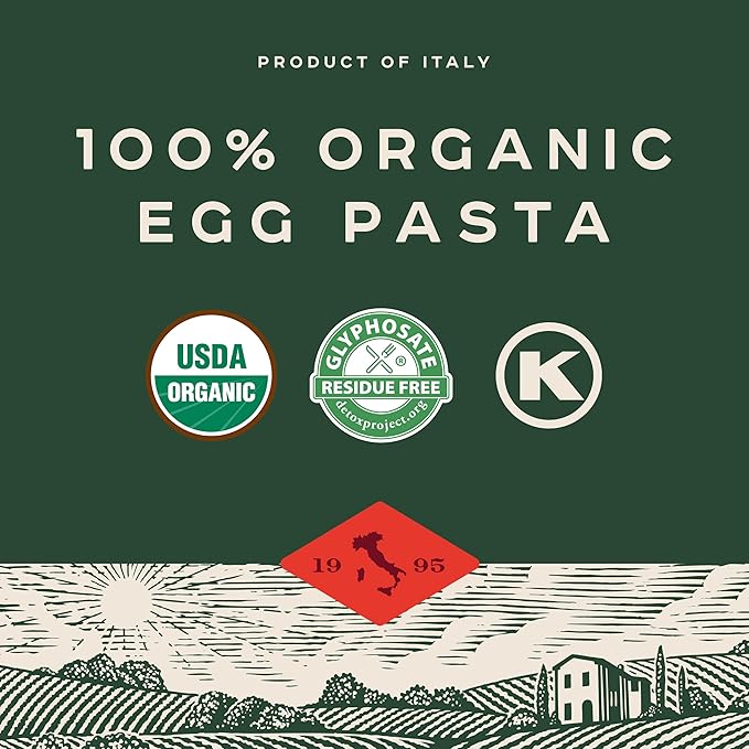 Bionaturae Pappardelle Pasta Noodles - Durum Semolina Pasta Kosher High Protein Non-GMO USDA Certified Durum Semolina Pappardelle Pappardelle Noodles Organic Crafted in Italy - 8.8 Oz 6 Pack