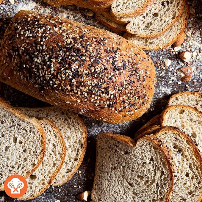 Dr. B's Wilbur Five Flour Multigrain Bread | 1g Net Carbs &amp 7g Protein | Low Calorie Vegan Sugar Free | Fresh Sliced Keto &amp Low Carb Bread Loaf (6 Pack (16 oz) Everything)