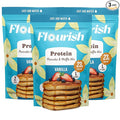 Flourish Protein Pancake &amp Waffle Mix with Whey Protein &amp Flax Seed No Added Sugar High in Protein &amp Fiber - Just Add Water - Vanilla Flavour 430g (3 Pack) - Made in Canada
