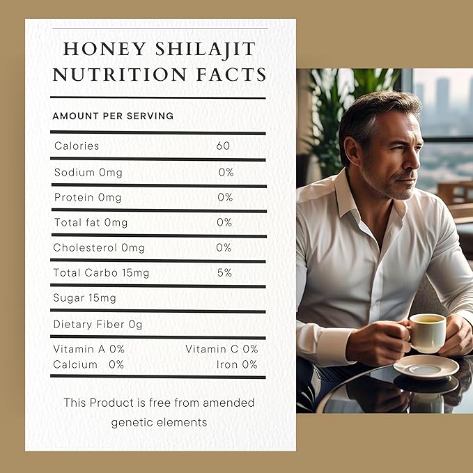 Paramount Organic Honey with Shilajit - Pure &amp Natural Jelly Honey Bee Pollen (Large Pack of 30 Sachets 10Gram Each)