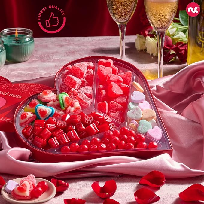 NUT CRAVINGS - Easter Mixed Candy Heart Shaped Gift Basket Love in A Box (6 Assortments) Ramadan Gifts Romantic Food Arrangement Healthy Snack Care Package Food Assortments