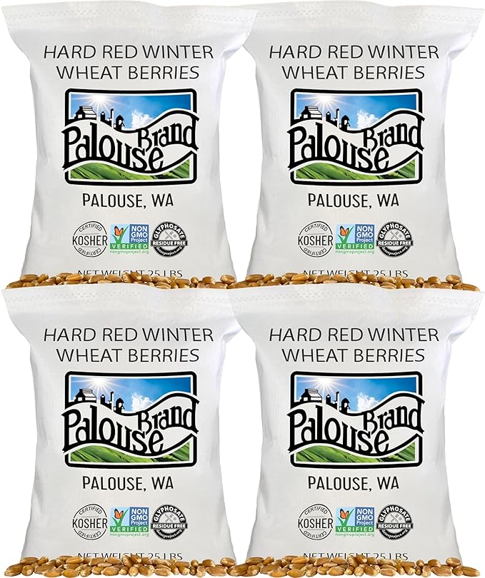 Palouse Brand Hard Red Winter Wheat Berries | 100 LBS | Desiccant Free | Sproutable | Non-GMO Project Verified | Kosher