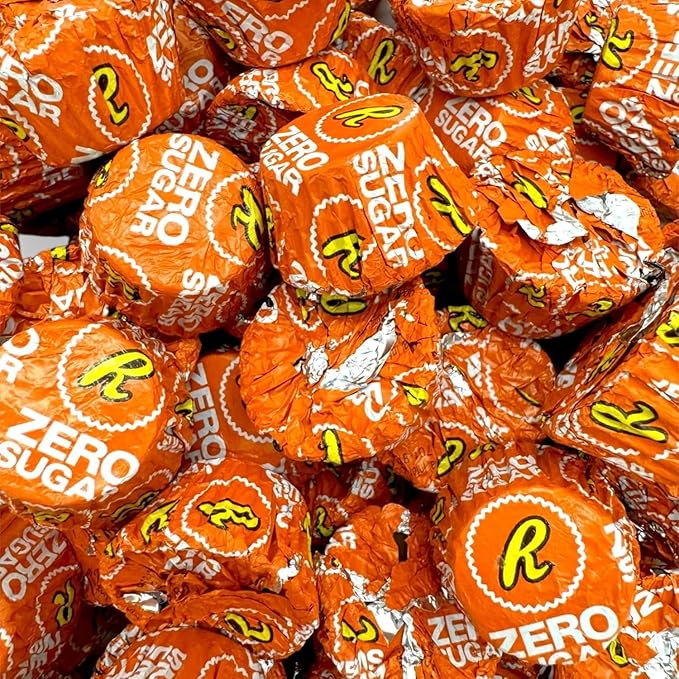 Zero Sugar Miniatures Chocolate Peanut Butter Cups - 2 lb Approx 105 Pieces Individually Wrapped Milk Chocolate Peanut Butter Candy - Sugar Free Chocolate Treats Holiday Favors &amp Party Desserts