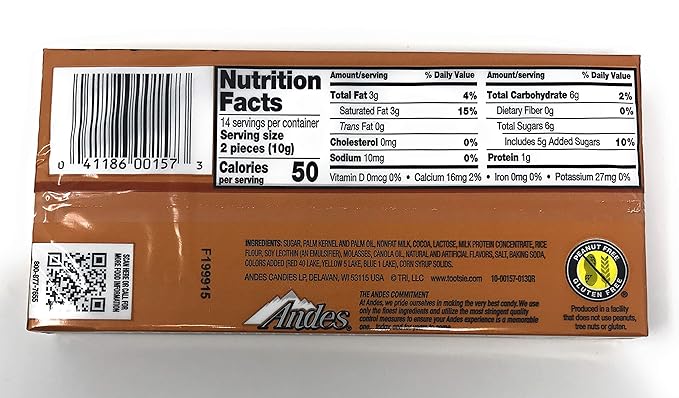 Andes Candies Chocolate Variety Pack of 4 Flavors: Peppermint Crunch Toffee Crunch Cherry Jubilee Mint Cookie Crunch (4.67 oz./28 Pieces Each)