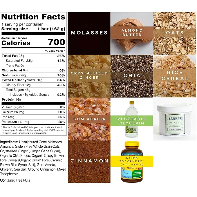 Range Meal Bar - High Calorie Meal Replacement Bars - Gluten Free Bars - Backpacking Meals - 6 Pack (Molasses Ginger &amp Sea Salt)