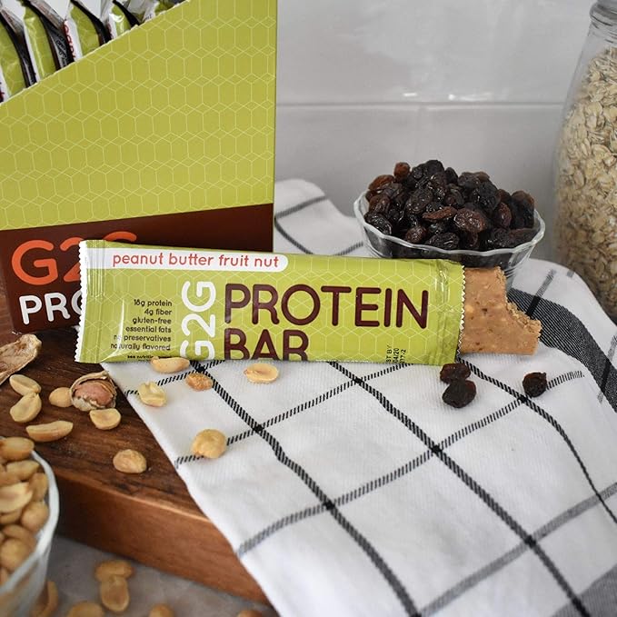 G2G Protein Bar Peanut Butter &amp Jelly Healthy Snack Delicious Meal Replacement Gluten-Free Clean Ingredients Refrigerated for Freshness 32 Count (4 Packs of 8)