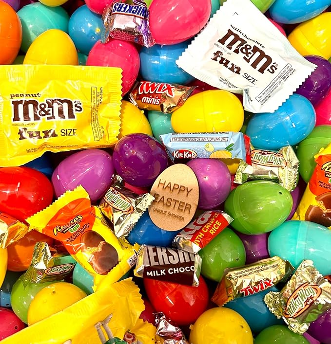 Pre-filled Plastic Easter Eggs Chocolate Candy Basket Stuffers Hershey MM Mars 25ct