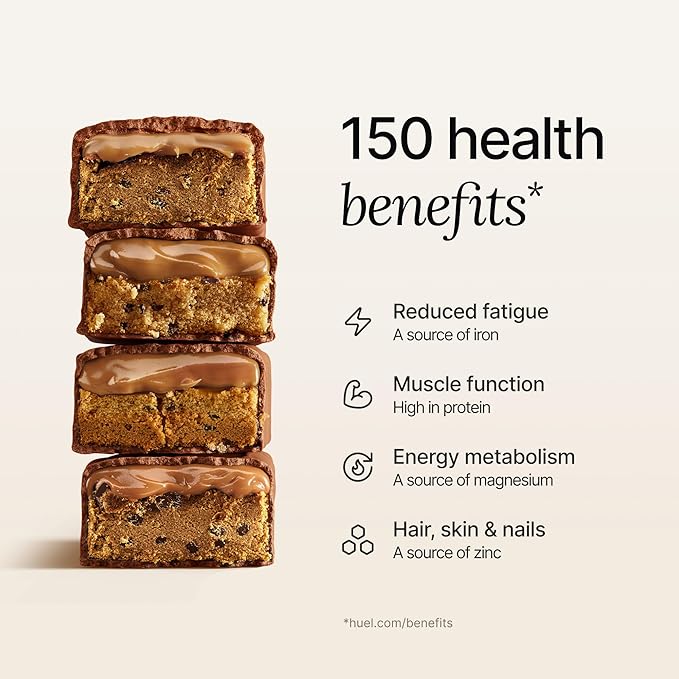 Huel Complete Nutrition Vegan Protein Bars | Cookie Dough | 13g Protein | 27 Vitamins &amp Minerals 2g Sugar Non-GMO 100% Plant Based Snack | 12 Pack