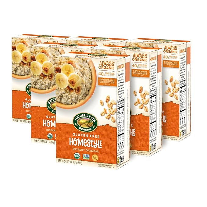 Nature's Path Organic Homestyle Instant Oatmeal 11.3 oz (Pack of 6) Gluten Free Non-GMO