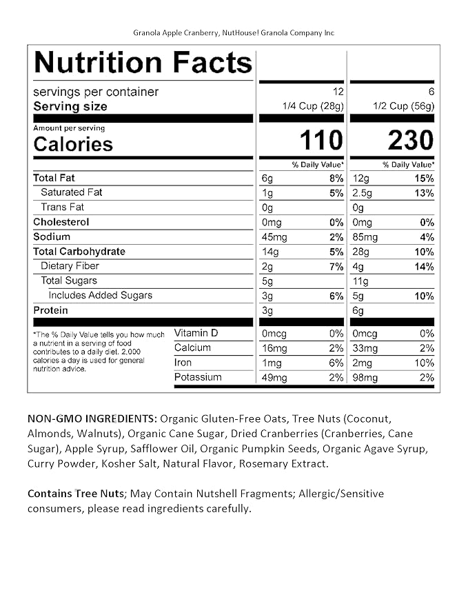 NutHouse! Granola Company - Premium Apple-Cranberry Granola | Certified Gluten-Free Non-GMO Kosher | Vegan Soy-Free | 12 oz. Bag (3-Pack)