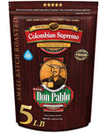 5LB Don Pablo Colombian Supremo - Whole Bean Arabica Coffee - Medium-Dark Roast - Low Acidity - 5 Pound (5 lb) Bag