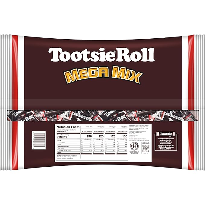 Tootsie Roll Mega Mix 4 Different Shapes and Sizes of Classic Chocolatey Tootsie Rolls - 4 Pound Bag