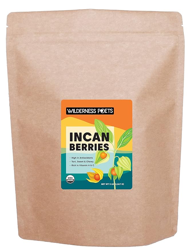 Wilderness Poets Organic Incan Berries (Golden Berries Gooseberries) - Raw Dried Fruit - Bulk Size (5 Pound)