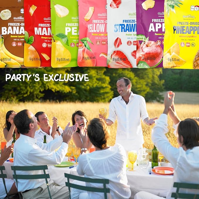 ONETANG Freeze-Dried Mixed Fruit 12 Pack Single-Serve Pack Non GMO Kosher No Add Sugar Gluten free Vegan Holiday Gifts Healthy Snack 0.35 Oz