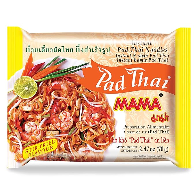 MAMA Noodles Pad Thai Instant Spicy Noodles w/Delicious Thai Flavors Hot &amp Spicy Noodles w/Pad Thai Soup Base No Trans Fat w/Fewer Calories Than Deep Fried Noodles 30 Pack
