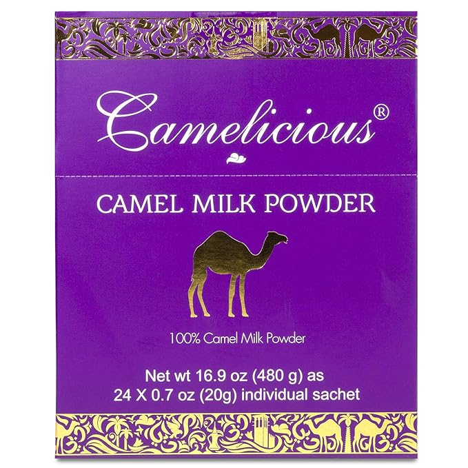 Camel Milk Powder Camelicious 480g Box US Edition(24 Packets x 20g each) Non-GMO Gluten Free Low Lactose Alternative Dry Milk Powder - Flash Pasteurized Powdered Camel Milk Longer Shelf Life