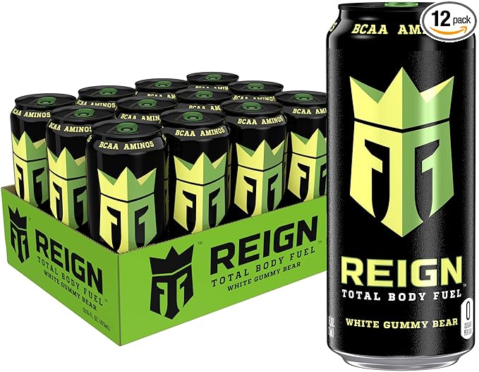 Reign Total Body Fuel White Gummy Bear Fitness &amp Performance Drink 16 Fl Oz (Pack of 12)