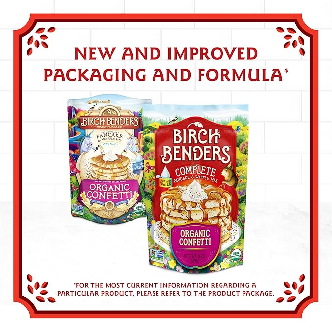 Birch Benders Pancake and Waffle Mix Variety: (Pack of 4) Organic Classic Blueberry Organic Confetti Organic Chocolate Chip