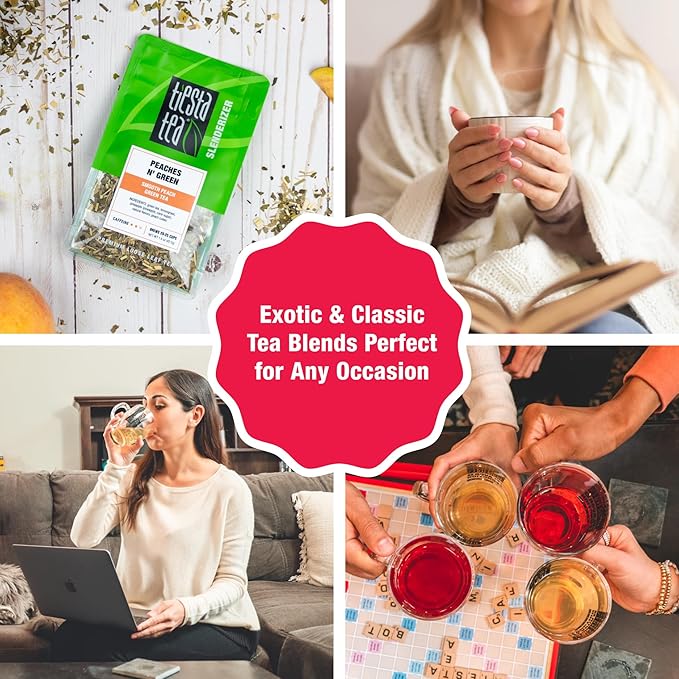 Tiesta Tea - Summer Fresh Mixer Loose Leaf Tea Gift Box 3 Pouches Medium to No Caffeine Hot &amp Iced Set with Green Herbal &amp Ginger Blend 25 Cups per Bag