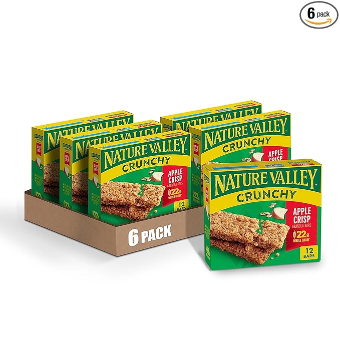 Nature Valley Crunchy Granola Bars Apple Crisp Limited Edition Box 12 Bars 8.94 oz (6 Pouches) (Pack of 6)