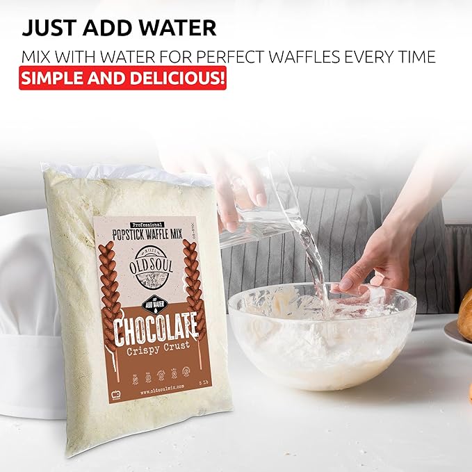 OldSoul Professional Popstick Waffle Mix | Chocolate Flavor | Stick Waffles Dough Mix | 5 Lbs | 112 Waffles (5 Lbs Traditional)