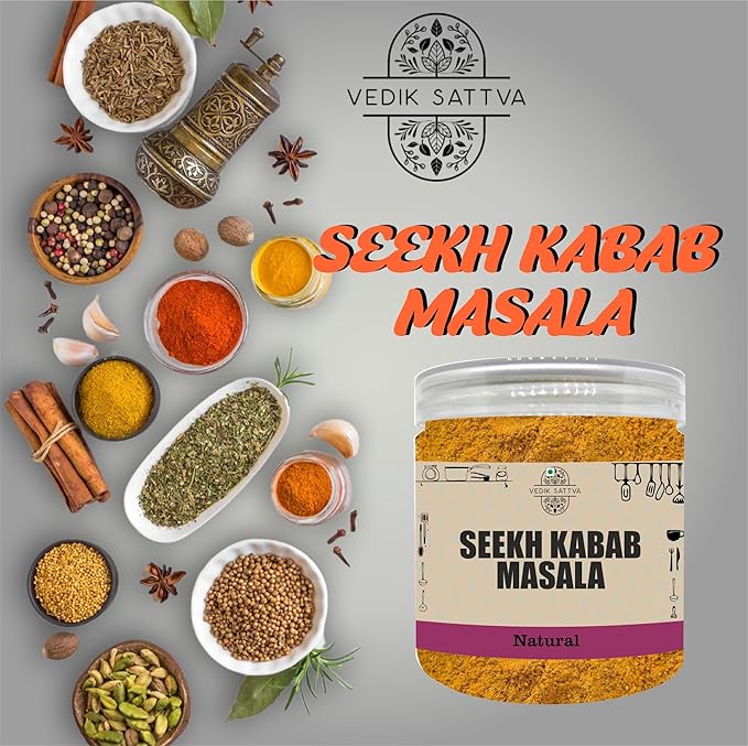 Vedik Sattva Natural Seekh Kabab Masala 7.05 OZ / 200 GM | Pack Of 1 Box