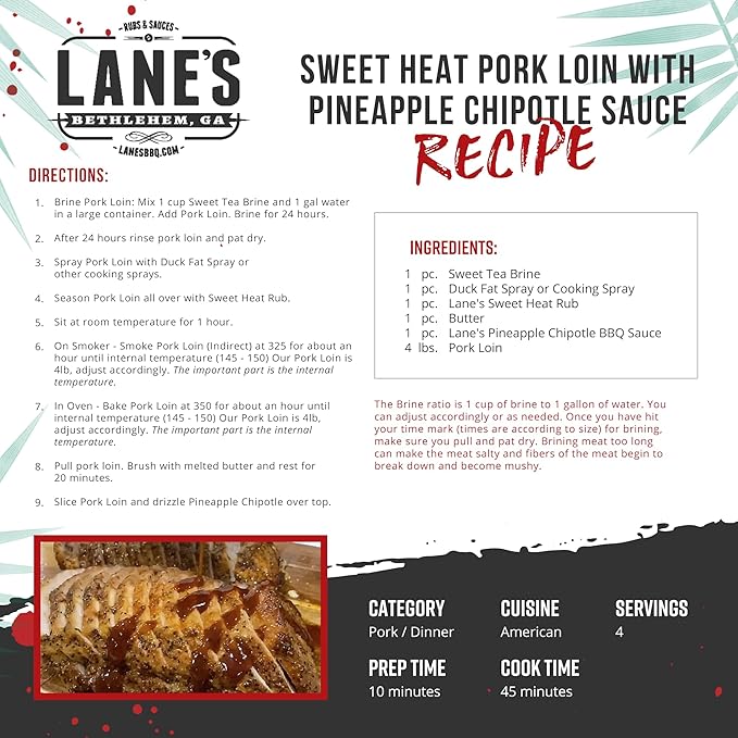Lane's Pineapple Chipotle BBQ Sauce Bundle with Sweet Heat Rub &amp Seasoning Tropically Inspired Championship Barbecue Sauce for Chicken Made in USA