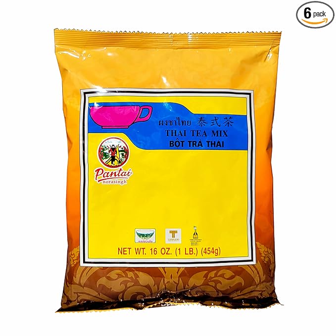 Thai Iced Tea Mix Traditional Restaurant Style 16 oz. (Pack of 6)