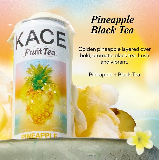 KACE Tea Pineapple Black Iced Tea 10.8 Fl Oz (Pack of 12) - All-Natural Cold Brew with Asian Pineapple 65mg Caffeine 320ml Can