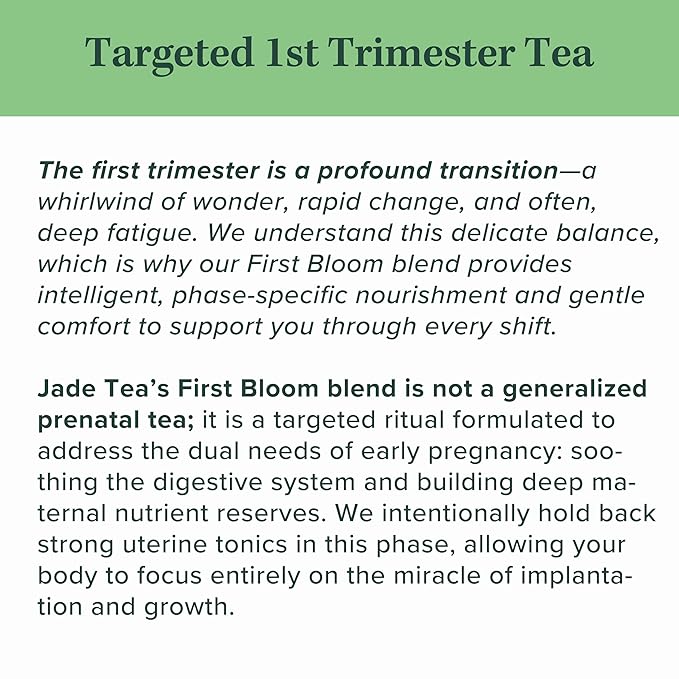 Jade Tea - Organic First Trimester Tea - Nurturing Pregnancy Tea | First Bloom | Gentle Morning Sickness Relief &amp Foundational Prenatal Nutrition | Caffeine-Free | Made In USA (Cinnamon)