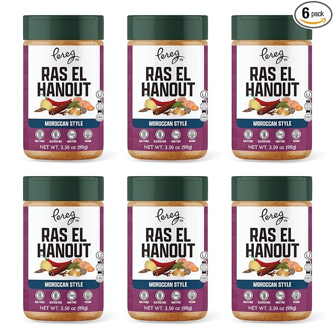 Pereg Ras El Hanout Moroccan Seasoning Spice Blend (3.5 Oz x 6 Pack) - Mixed Spices - Non-GMO - Kosher Certified – Salt-Free Sugar-Free