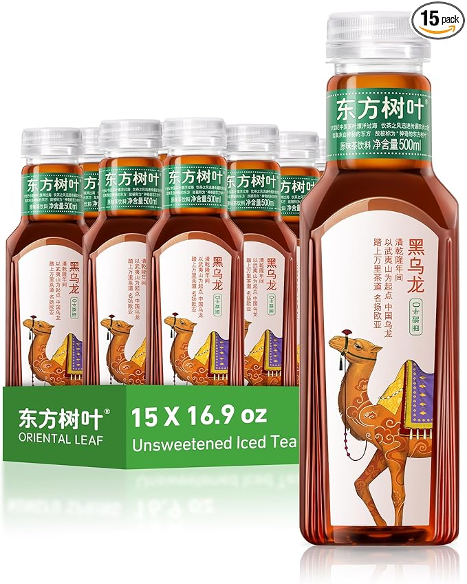 ORIENTAL LEAF Unsweetened Iced Tea – Bottled Black Oolong Tea 16.9 FL oz bottles (Pack of 15) Brewed Tea Drinks Sugar Free 0 Calories