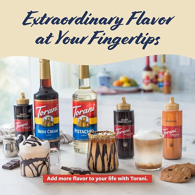 Torani Puremade Peppermint Bark Sauce for Coffeehouse Drinks and Desserts Large 4lb Bottle Pump Included 64 Fl Oz