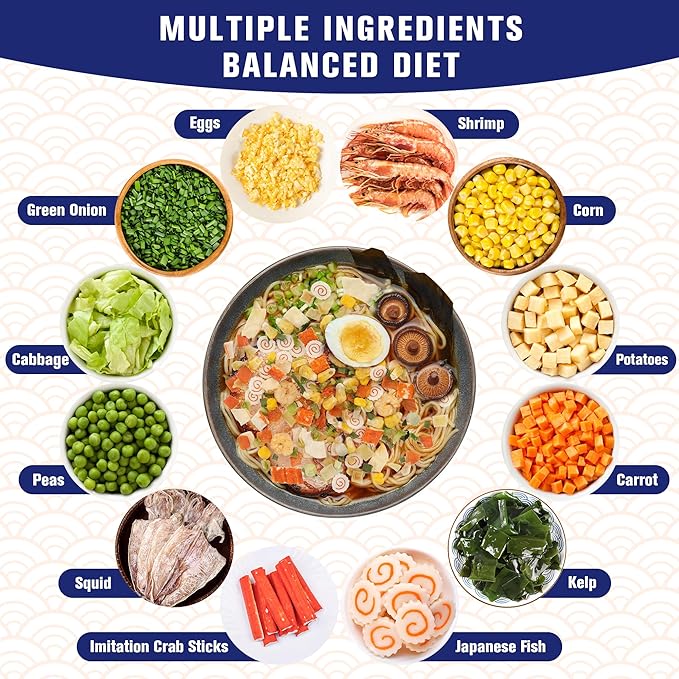 Classic Ramen Toppings Seafood Mix 14oz 12 Ingredient Blend with Shrimp Squid &amp Seaweed etc Dried Ramen Toppings Flavor Rich Non-GMO Low Sodium for Ramen Instant Noodles &amp Soup Topper