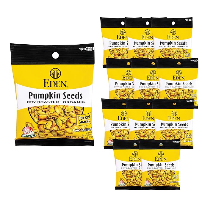 Eden Organic Pumpkin Seeds Pocket Snacks Dry Roasted Lightly Salted Hulled Pepitas 1 oz (24-Pack Case)