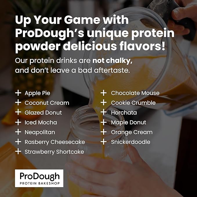 ProDough Gourmet Whey Isolate Hydrolized Protein Powder for Shake Mix- Easy Digest Enzyme Blend 25g Protein per Serving Natural Ingredients Gluten Free Keto Friendly (Orange Cream)