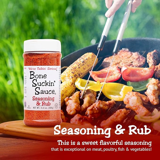 Bone Suckin' Seasoning &amp Rub Original Blend Grilling Rubs Dry Pork Rub Gluten-Free Non-GMO Kosher Great on Ribs Pork Beef Chicken Seafood Pasta Vegetables Even Popcorn and No Msg
