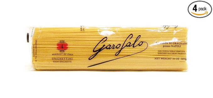 Garofalo - Premium Durum Wheat Semolina Spaghettini Pasta Italian Made Bronze-Drawn Al-Dente One-Ingredient Pasta (4-pack)