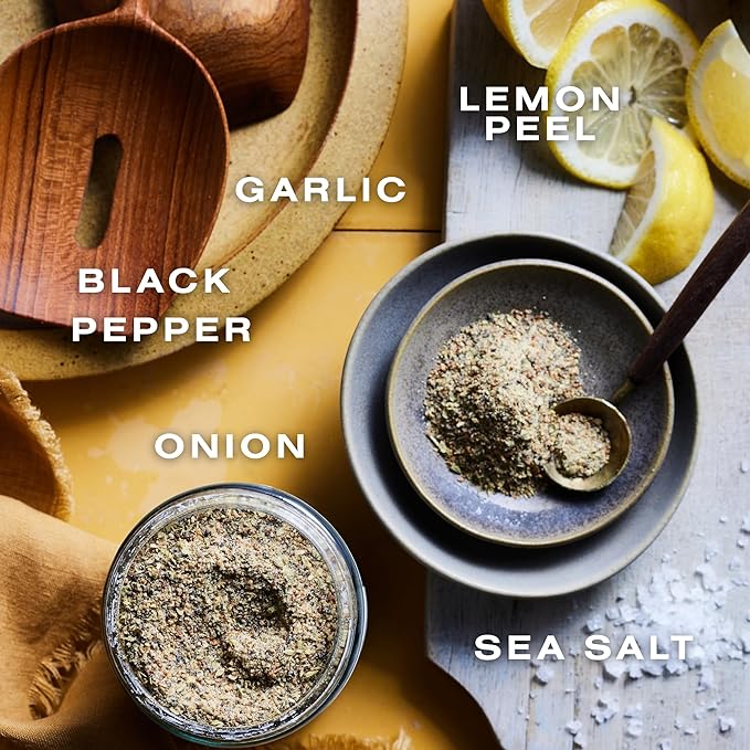 Dalkin &amp Co. Lemon Pepper Chicken Wing Seasoning Bright Lemon Peel Black Pepper Garlic &amp Onion Blend Clean Flavor with No Fillers or Additives Eco-Friendly Reusable Jar 5 oz