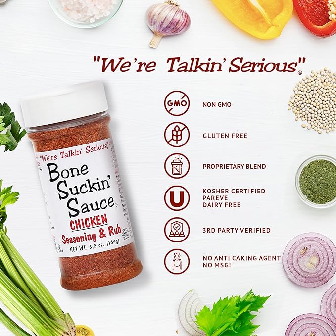 Bone Suckin' Sauce Chicken Seasoning &amp Rub with Garlic &amp Sage Perfect for Chicken Turkey Other Poultry Fish - Brown Sugar Garlic Onion Spices - Non-GMO Gluten-Free