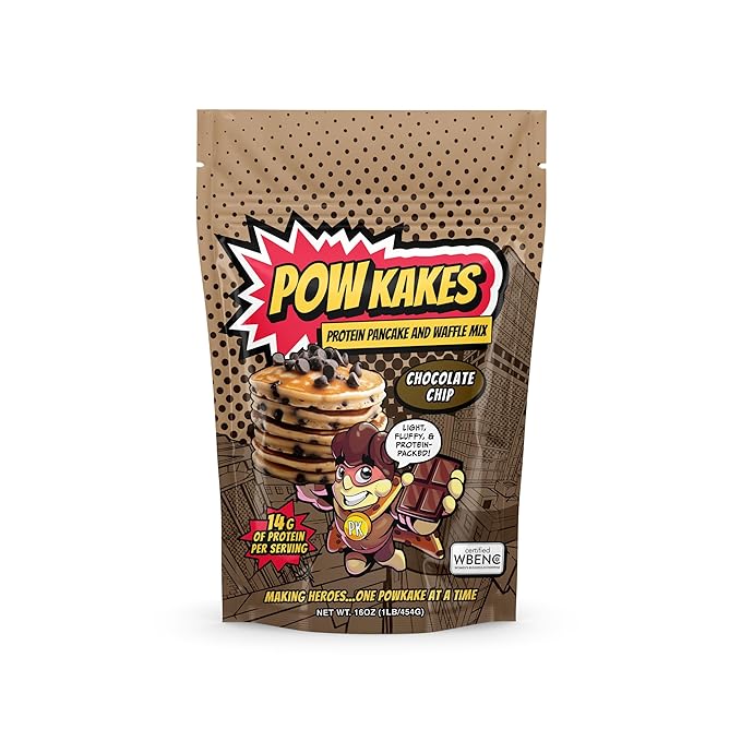 POWKAKES Protein Pancake Mix and Waffle Mix Chocolate Chip (6 Chocolate Chip)