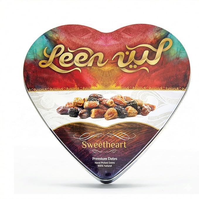 LEEN Premium Mixed Dates from Madinah Saudi Arabia – Ajwa Safawi Sagaie Khodhri &amp Mabroom | Gift Heart Tin Box | Assorted Dates | Natural &amp Fresh | 200g