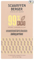 Scharffen Berger Unsweetened Dark Chocolate Baking Portions 99% Cacao Kosher Gluten Free &amp Non-GMO 4 Ounce (Pack of 12)