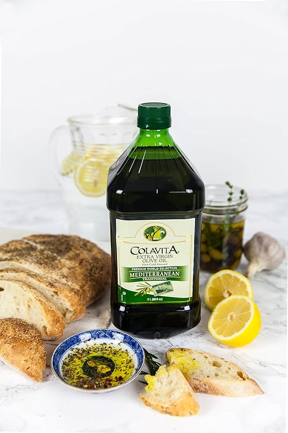 Mediterranean Extra Virgin Olive Oil 68 Oz Plastic Jug - Cold Pressed Italian Import by Colavita