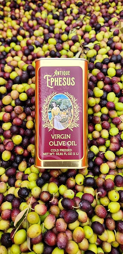 Cold Pressed Virgin Olive Oil 1 L - 33.81 Fluid Ounce Antique Ephesus Mediterranean Region of Ayvalik Turkey
