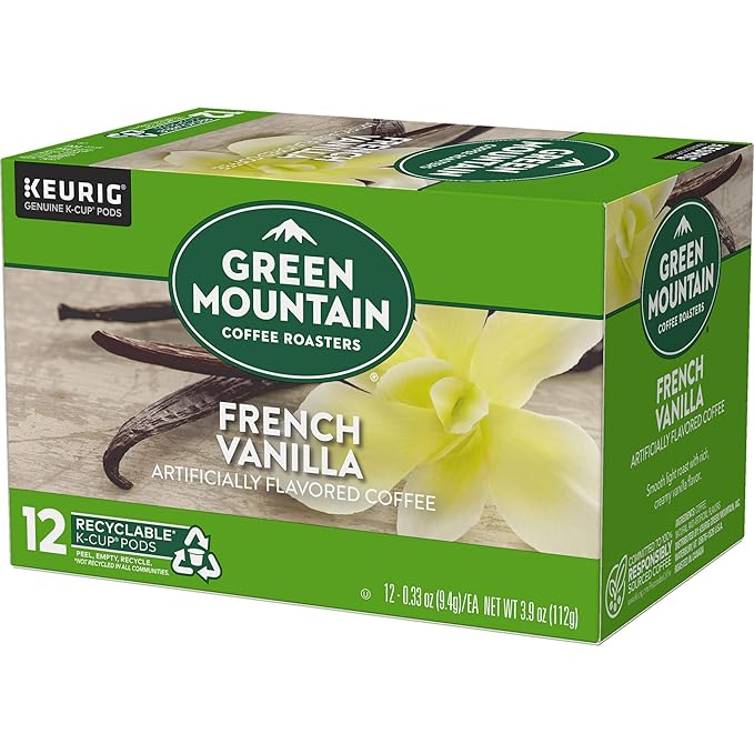 Green Mountain Coffee Roasters French Vanilla Keurig Single-Serve K-Cup Pods Light Roast Coffee 12 Count (Pack of 3)