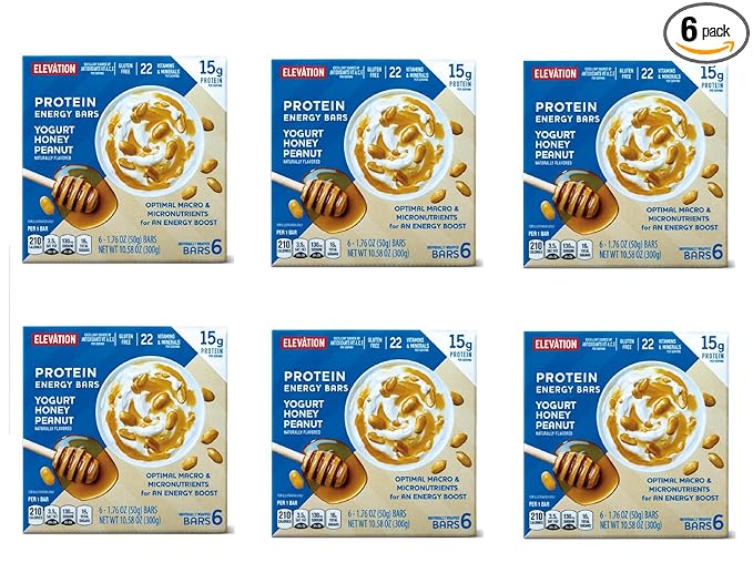 6-PACK Gluten Free Healthy Nutricious Protein Energy Bars Yogurt Honey Peanut 10.58oz 300g x 6 Boxes (36 Bars in Total) 22 Vitamins and Minerals - High Protein - Energy Bar - Convenient on the go pa