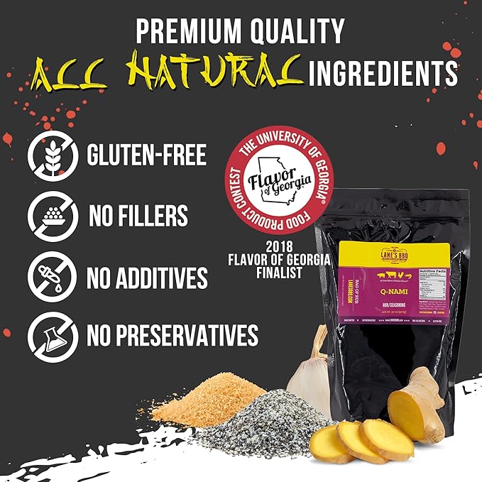 Lane's Q-nami Japanese Seasoning Rub All-Natural Shichimi Togarashi Seasoning for Steak Chicken Veggies &amp Tuna Gluten-free Made in USA 2lbs