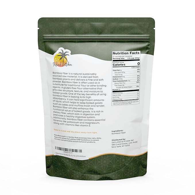 Skyland Kitchen Bamboo Fiber (3lb) Keto Fiber for Keto and Low Carb Baking 0g Net Carbs Improves Texture of in Baking Extra Fine Keto-Friendly Gluten-Free Non-GMO Flour Rich in Silica and Miner