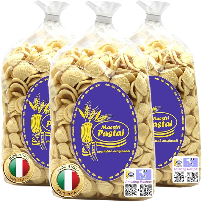 Maestri Pastai Gourmet Orecchiette Italian Pasta Shells Little Ears Pasta (Special Series 42) Premium Quality Imported from Mercato San Severino Italy 17.66 oz (1.1 lbs) (Pack of 3)